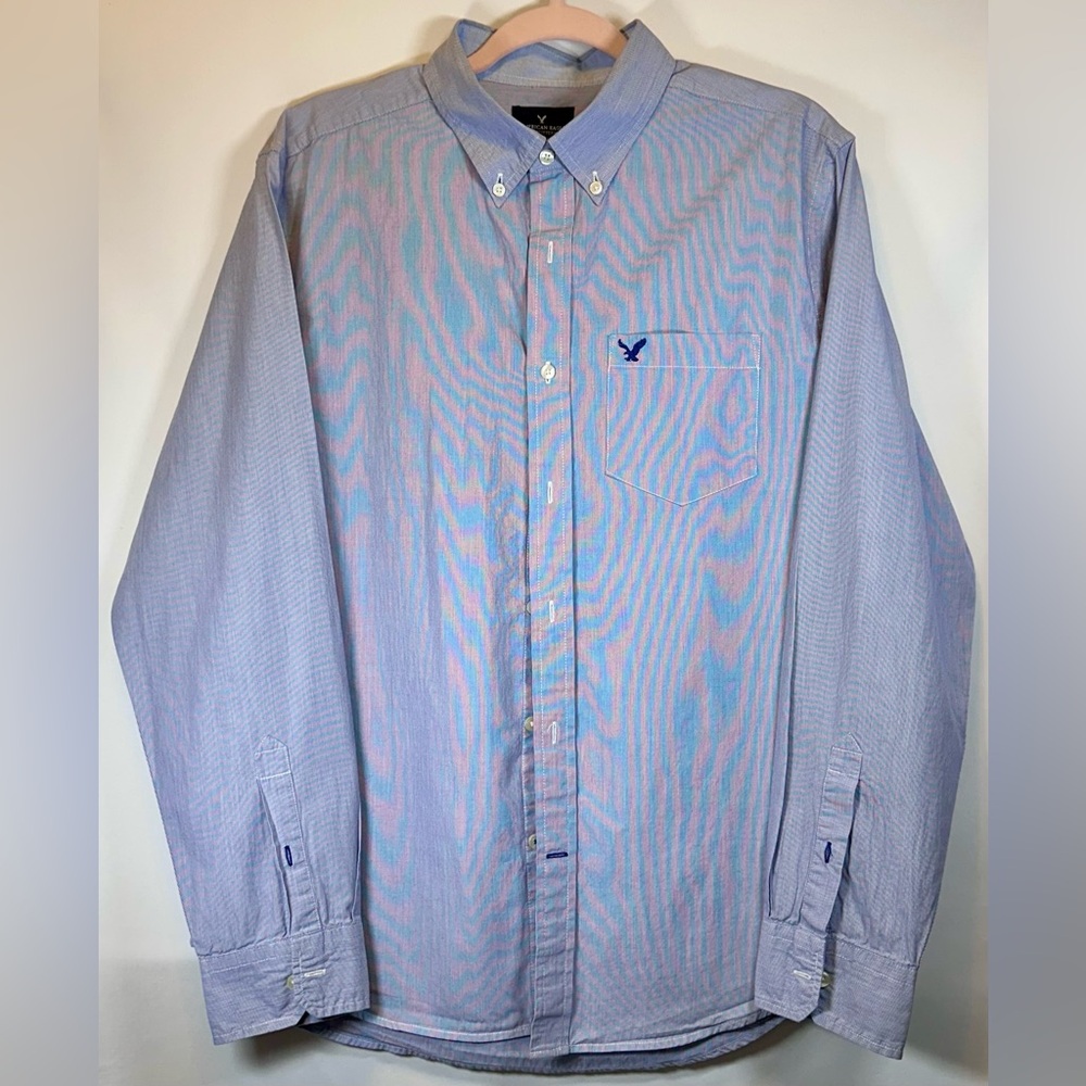 American Eagle Outfitters Blue Casual Button Down Shirt Men’s Size Large